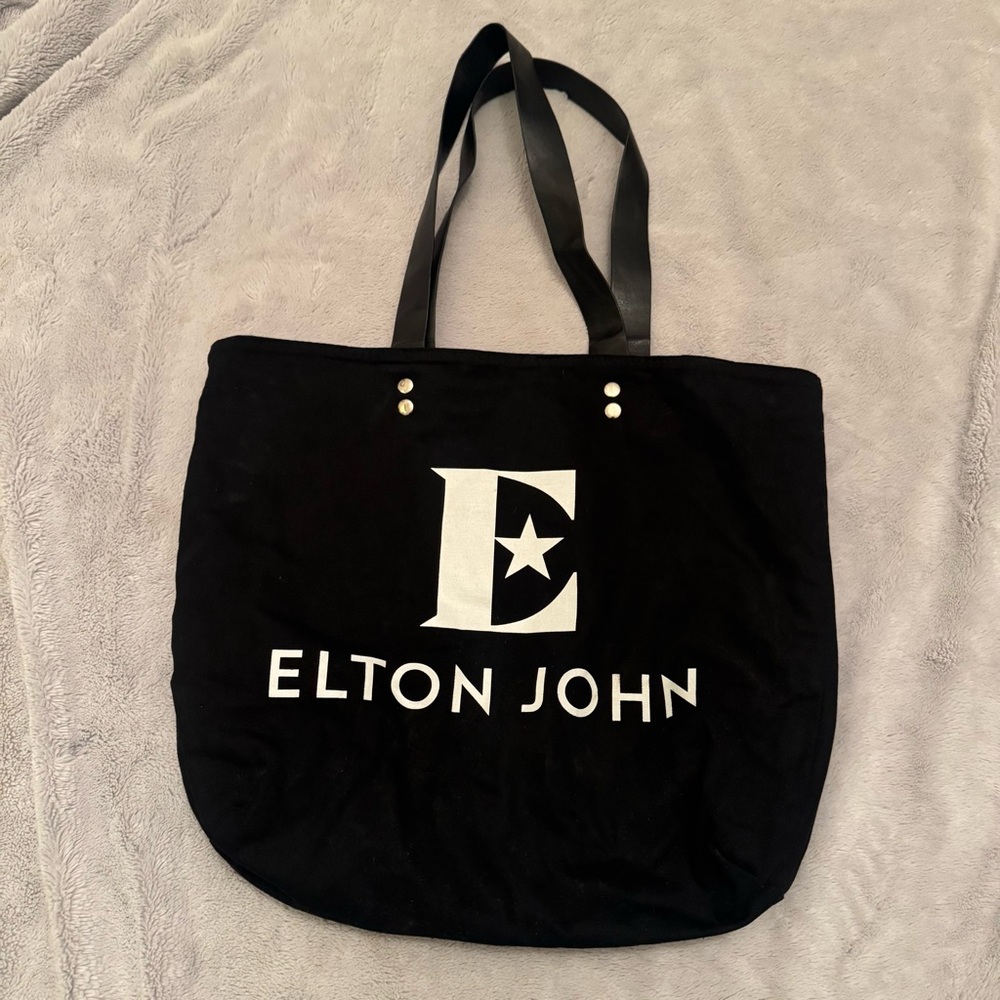 Elton John Farewell Yellow Brick‎ Road Tour Black Canvas Tote Bag